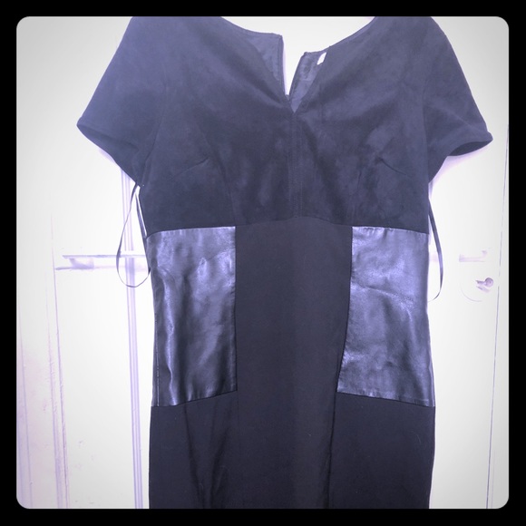 Black leather and suede dress - Picture 1 of 3